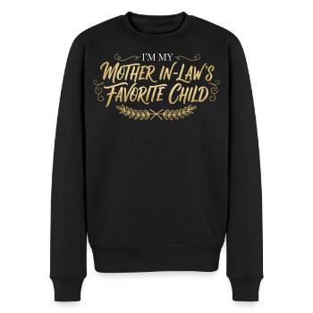 Schwiegermutter Lieblingskind Spruch - Männer Premium Bio Pullover - Schwarz - Vorne - Nico (187cm)