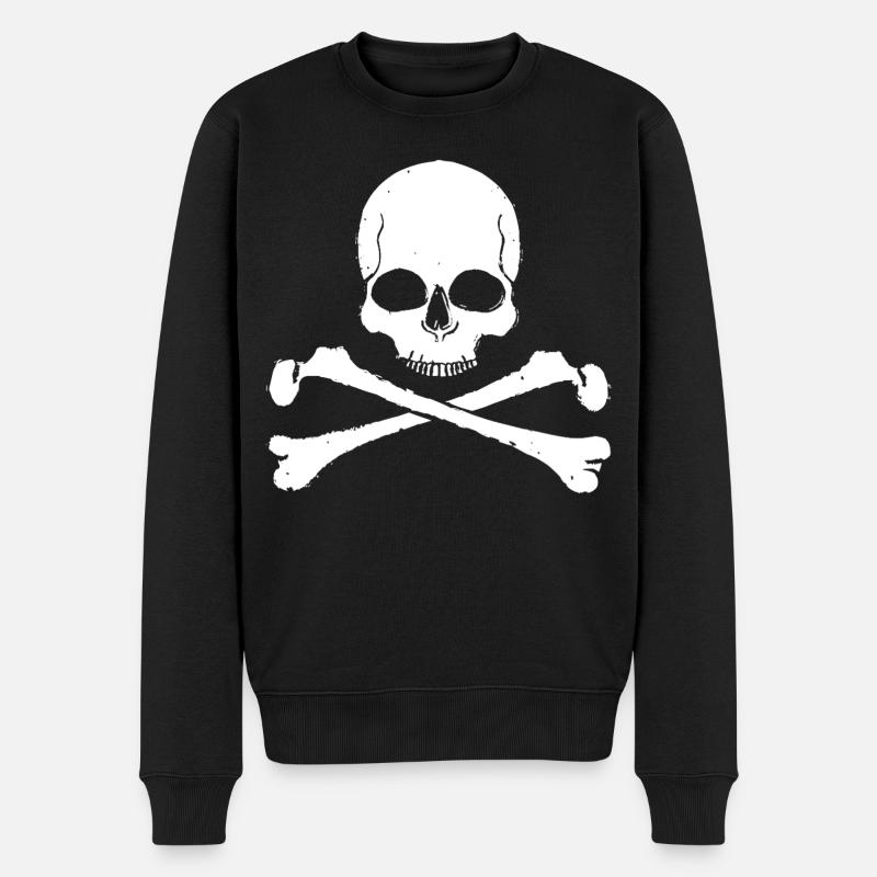 Skull Cross Pattern Skull - Men's Premium Organic Jumper - black
