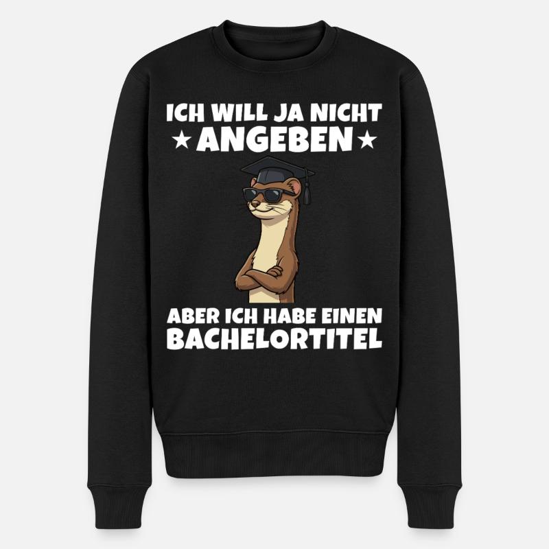 Bachelortitel geschafft Wiesel Studium Abschluss - Männer Premium Bio Pullover - Schwarz