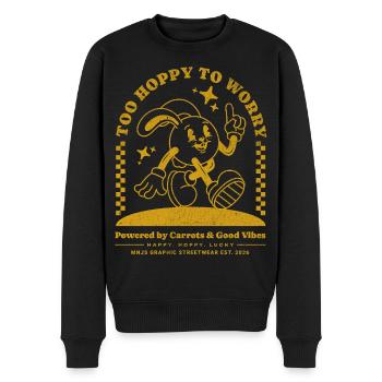 Hoppiger Hase: Gute Laune Streetwear - Männer Premium Bio Pullover - Schwarz - Vorne - Nico (187cm)