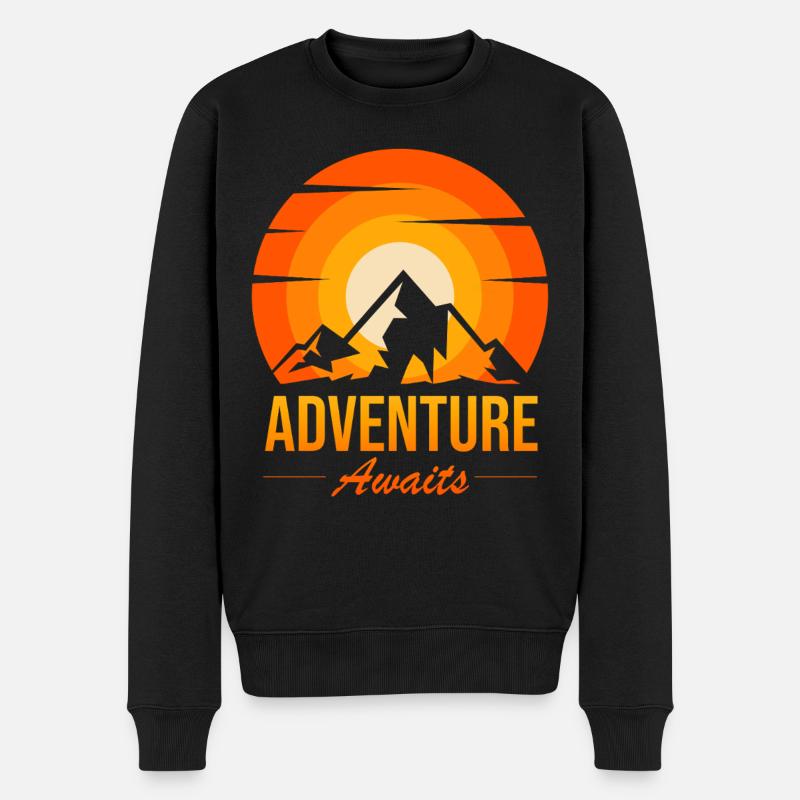 L’aventure attend le coucher du soleil au sommet - Pull Premium bio Homme - noir