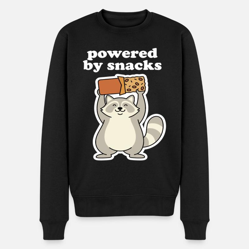 Powered by Snacks Waschbär Motiv - Männer Premium Bio Pullover - Schwarz