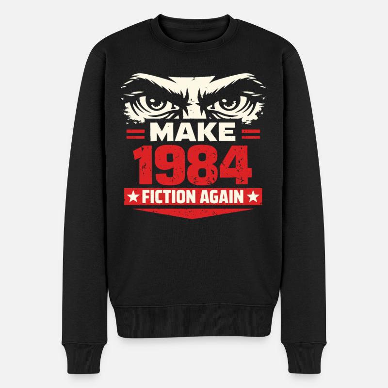 Make 1984 Fiction Again - Männer Premium Bio Pullover - Schwarz