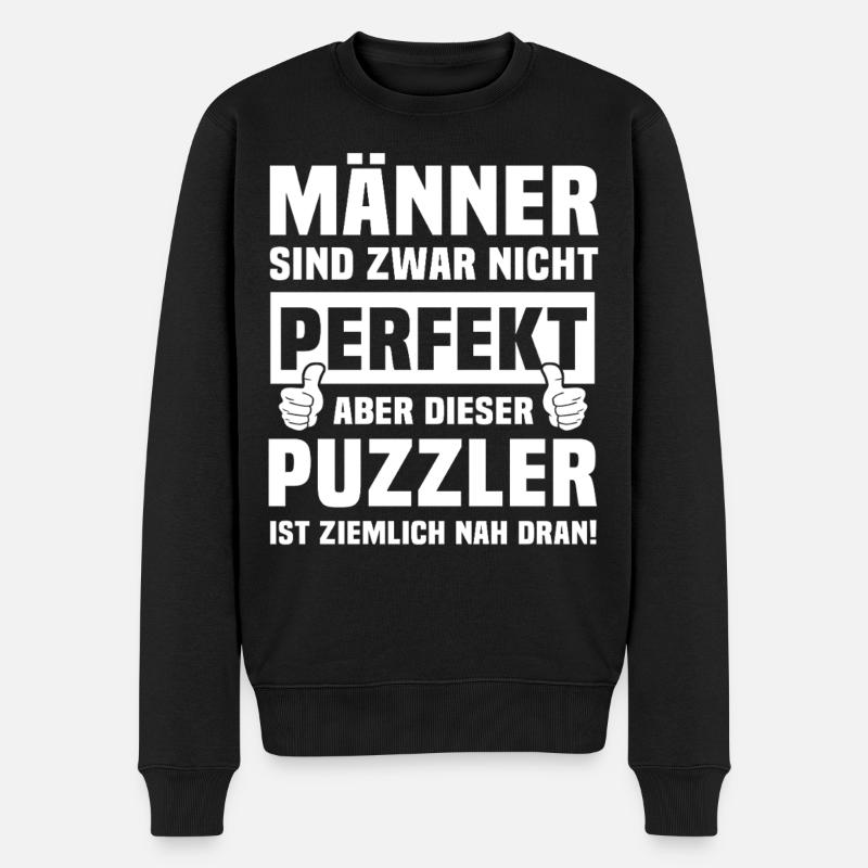 Puzzler - Männer Premium Bio Pullover - Schwarz