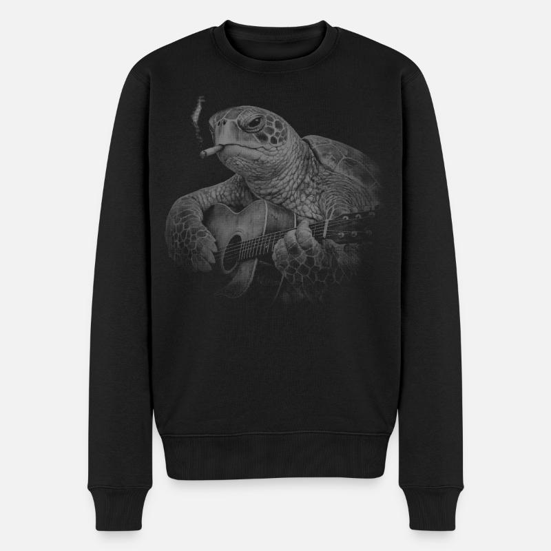 Turtle Night Guitar - Männer Premium Bio Pullover - Schwarz