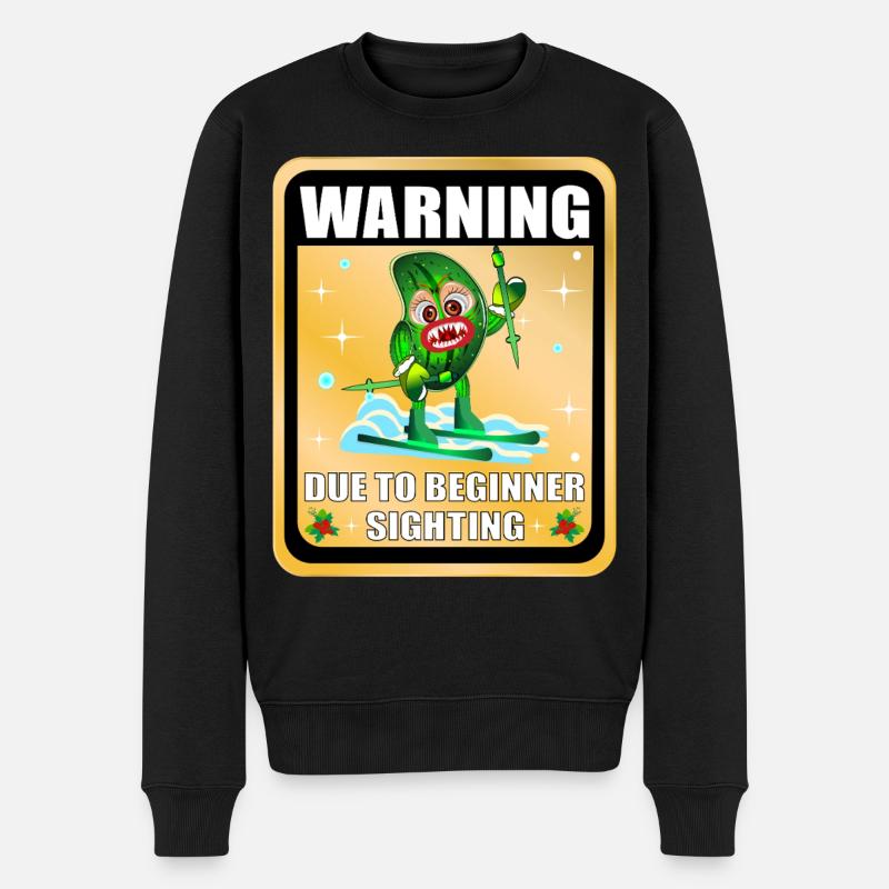 Lustige Skigurke - Männer Premium Bio Pullover - Schwarz