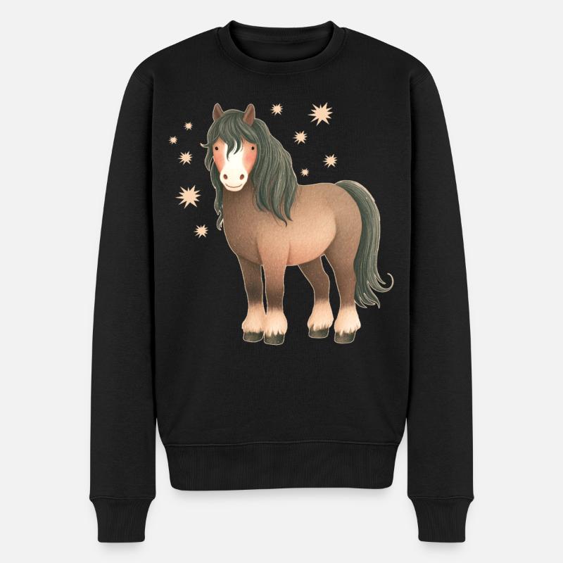 Pferd mit Sternen - Männer Premium Bio Pullover - Schwarz