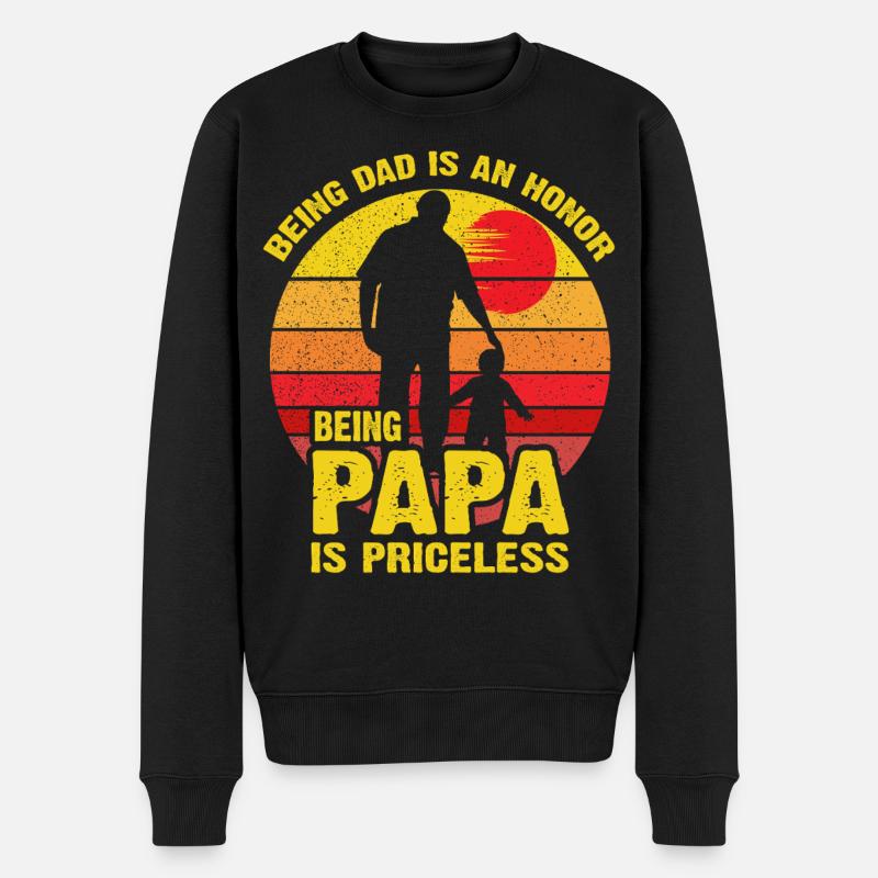 Papa ist unbezahlbar: Papa-Ehre - Männer Premium Bio Pullover - Schwarz