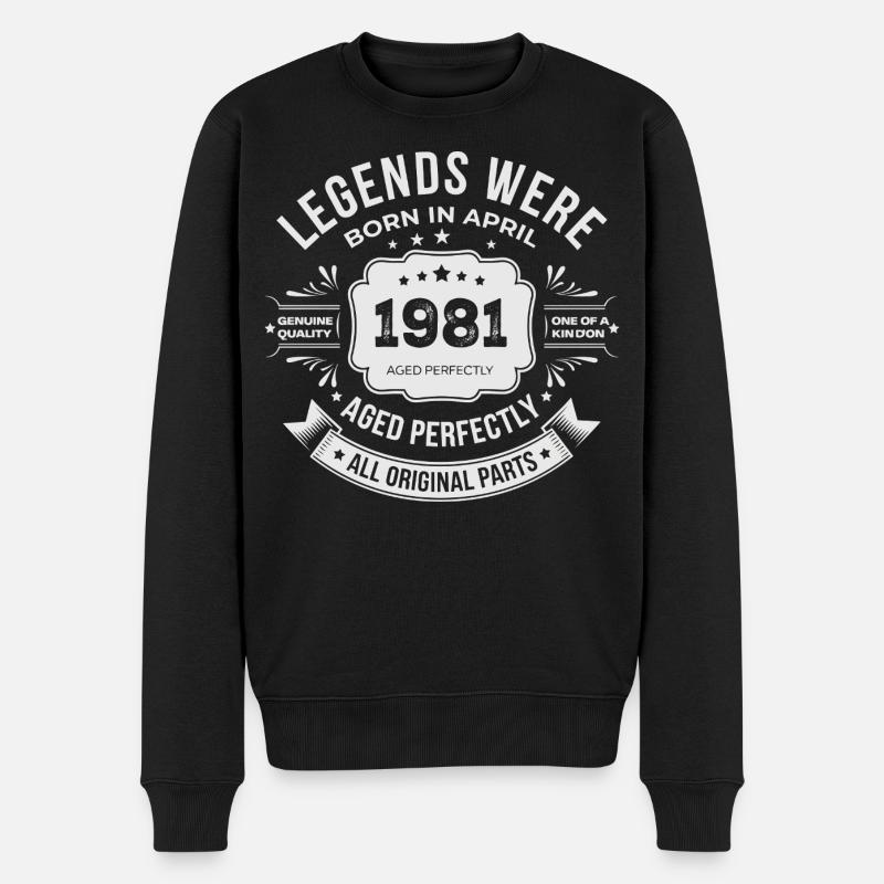 Cadeau Anniversaire Avril 1981 - Pull Premium bio Homme - noir
