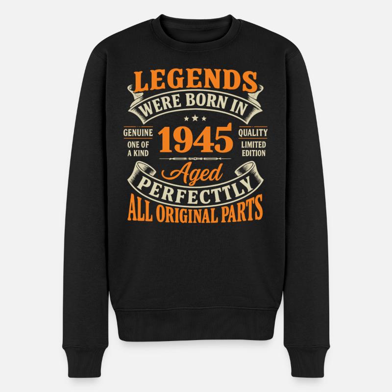 Legenden wurden 1945 perfekt gealtert - Männer Premium Bio Pullover - Schwarz