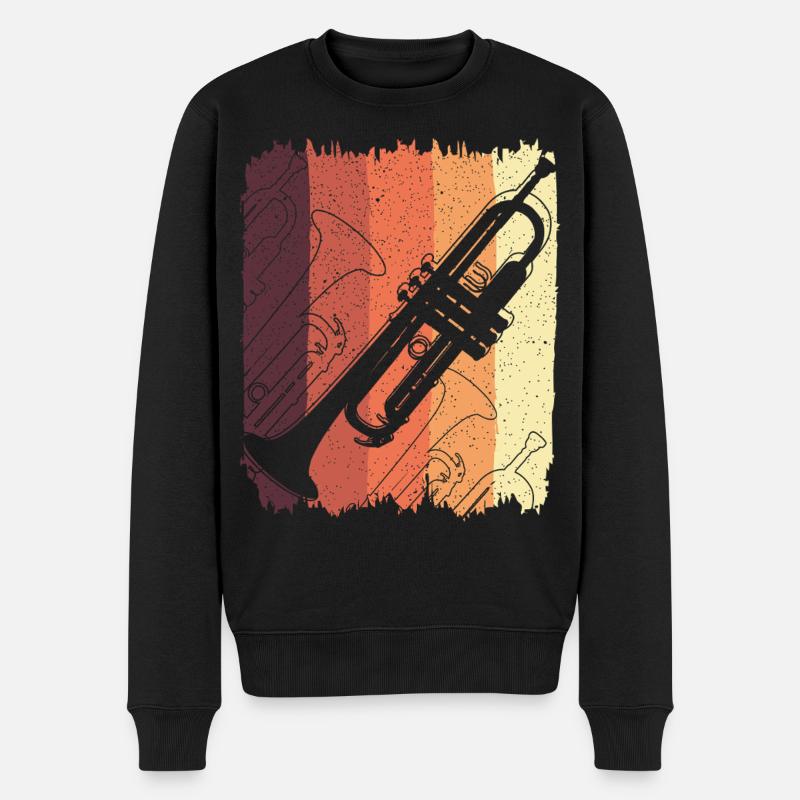 Trompetengraffiti auf Sunset Stripes - Männer Premium Bio Pullover - Schwarz