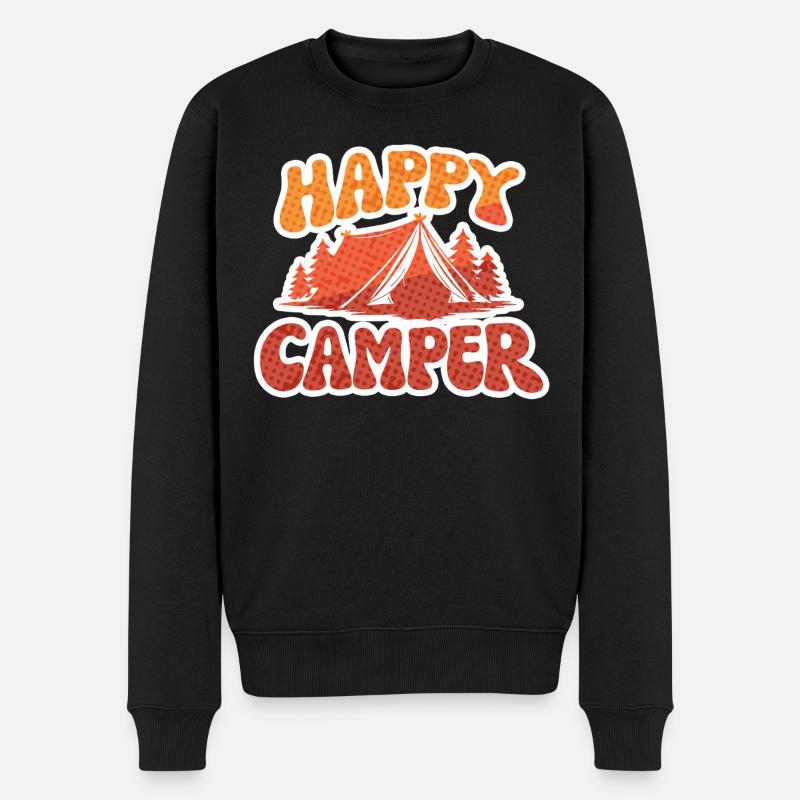Fröhlicher Camper – Zeltmotiv - Männer Premium Bio Pullover - Schwarz
