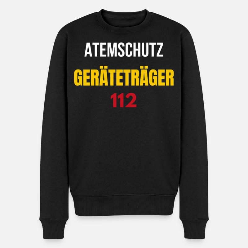 Atemschutzgeräteträger 112 Feuerwehr T‑Shirt - Männer Premium Bio Pullover - Schwarz