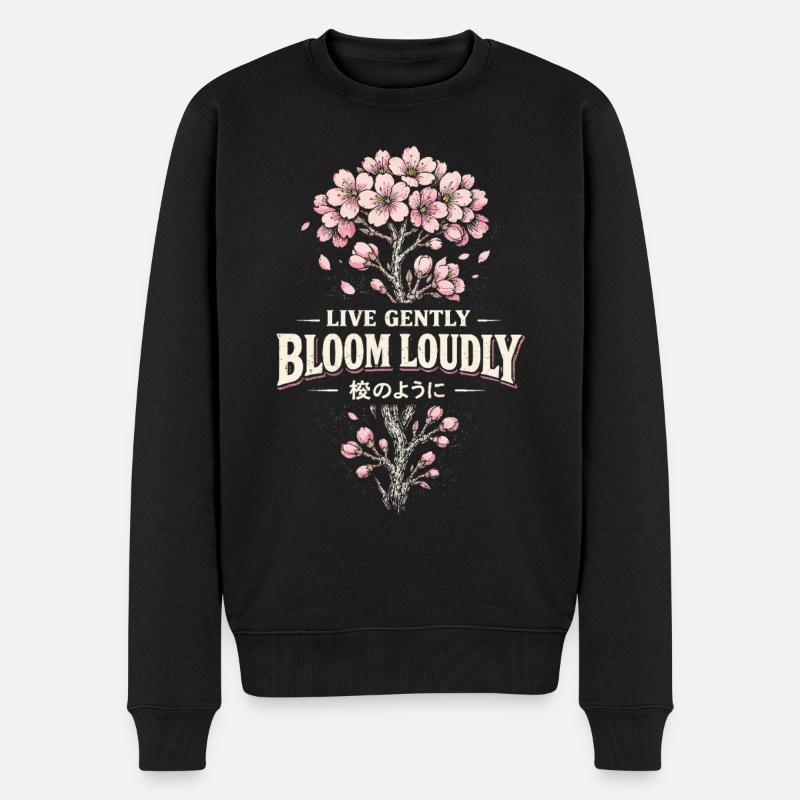 Kirschblüten Sakura Kirschblüte - Männer Premium Bio Pullover - Schwarz