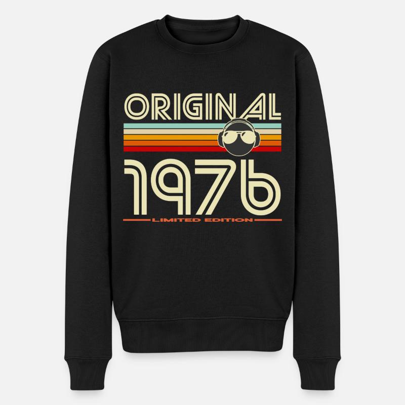 Originale Retro-Kopfhörer von 1976 - Männer Premium Bio Pullover - Schwarz