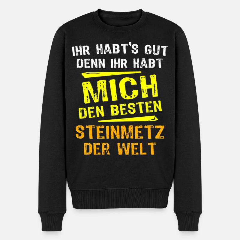 Steinmetz Geschenk - Männer Premium Bio Pullover - Schwarz