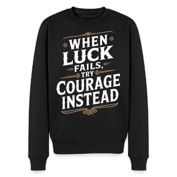 Mut über Glück Vintage-Zitat - Männer Premium Bio Pullover - Schwarz - Vorne - Nico (187cm)