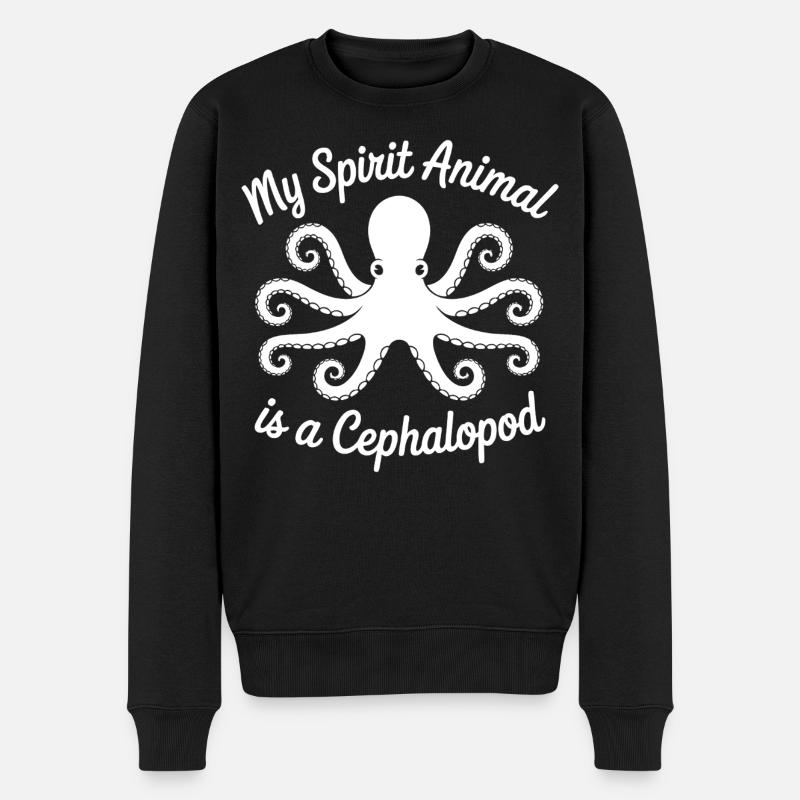 Oktopus Minimal Art - Männer Premium Bio Pullover - Schwarz
