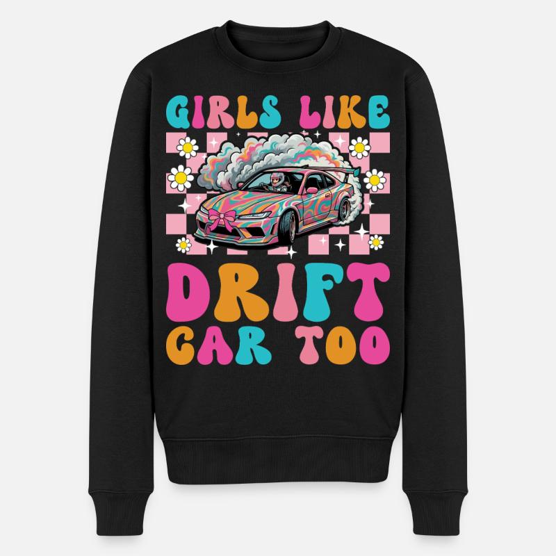 Mädchen mögen auch Driftauto Frauen Mädchen - Männer Premium Bio Pullover - Schwarz