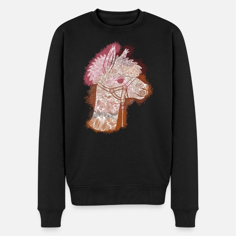 Alpaga Zentangle - Pull Premium bio Homme - noir