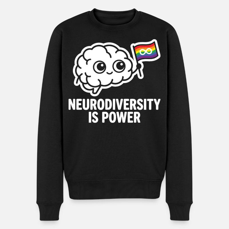 NEURODIVERSITY IS POWER Gehirn - Männer Premium Bio Pullover - Schwarz
