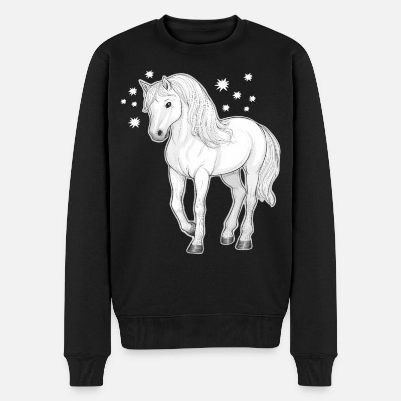 Cheval avec des étoiles - Pull Premium bio Homme - noir