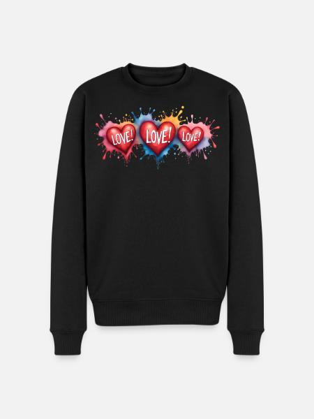 Liebestext Herzenform-Gemälde Druck - Männer Premium Bio Pullover - Schwarz
