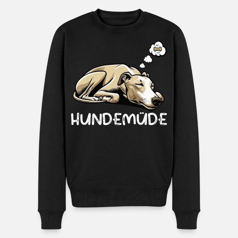 Hundemüde Whippet Windhund Whippets Whippethalter - Männer Premium Bio Pullover - Schwarz
