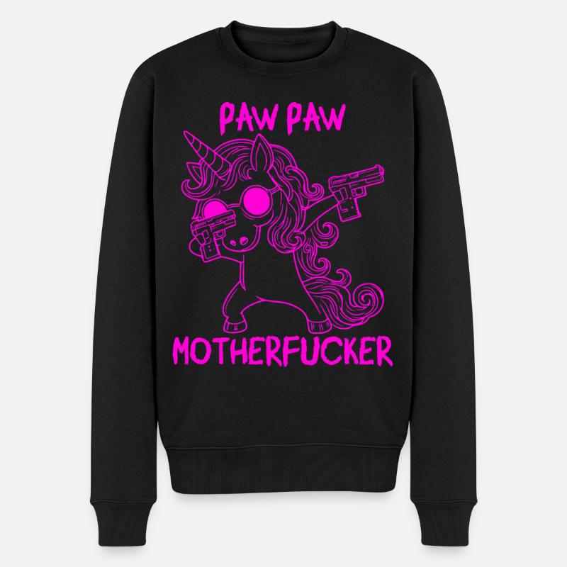 Paw Paw Unicorn - Männer Premium Bio Pullover - Schwarz