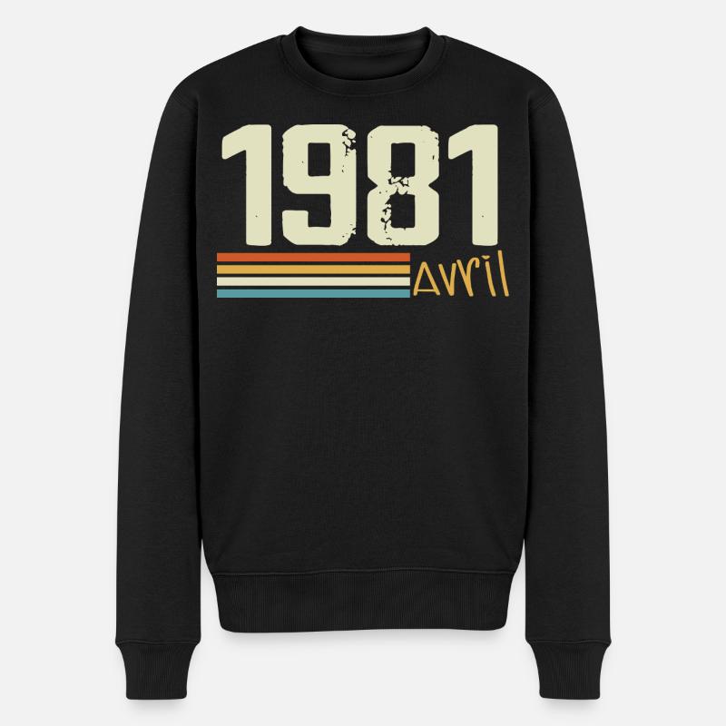 Né en avril 1981 - Pull Premium bio Homme - noir