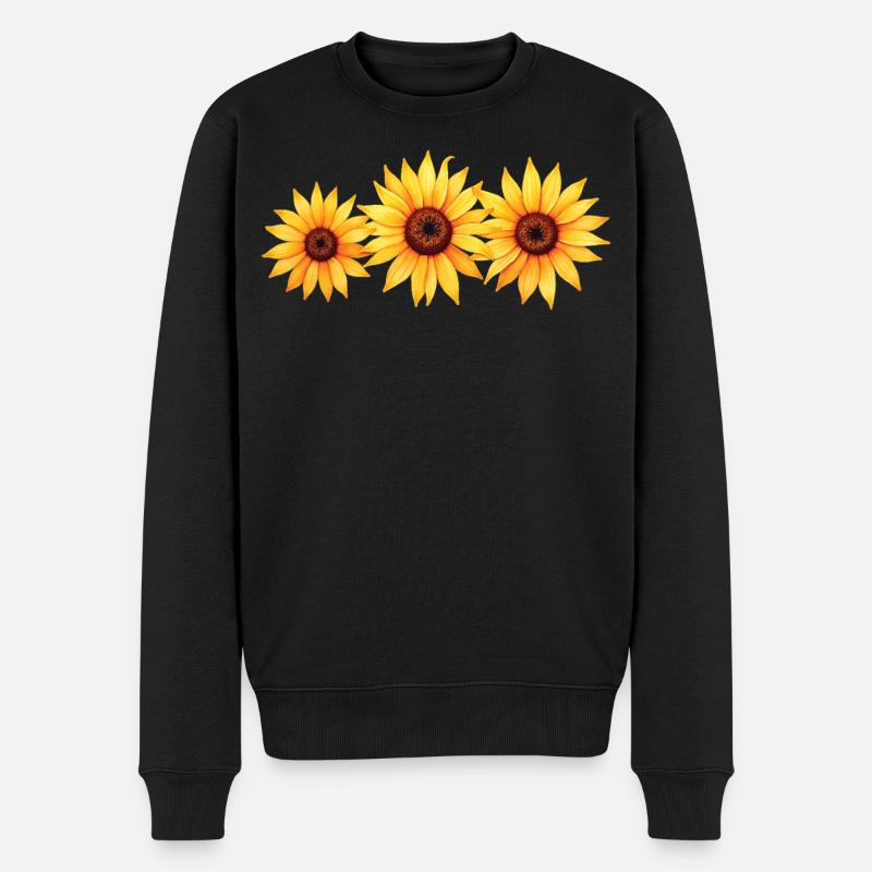 Wunderschönes Sonnenblumen-Gemälde Kunstdruck - Männer Premium Bio Pullover - Schwarz
