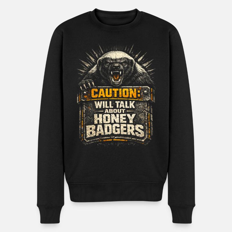 Honigdachs Honey Badger Tier - Männer Premium Bio Pullover - Schwarz