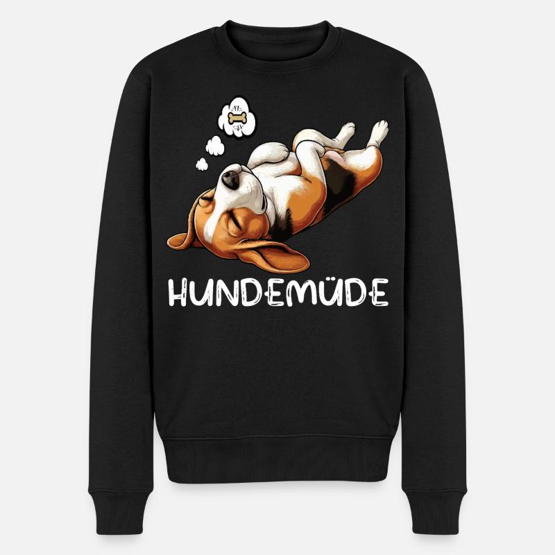 Hundemüde Beagle Beaglebesitzer Beaglehalter - Männer Premium Bio Pullover - Schwarz
