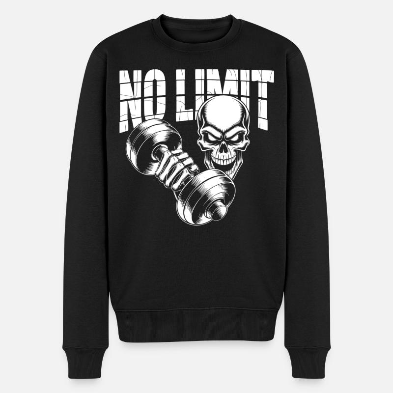 No Limit Skull Bodybuilding - Männer Premium Bio Pullover - Schwarz
