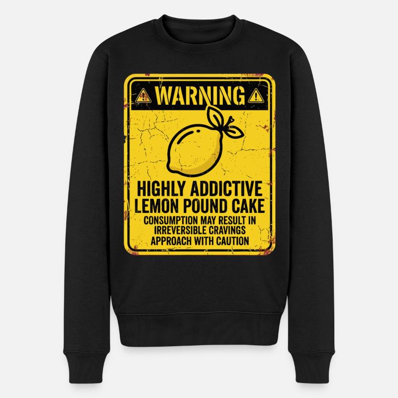 Warnung Suchtgefahr Zitronenkuchen - Männer Premium Bio Pullover - Schwarz