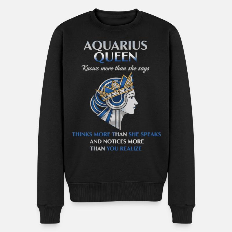 Aquarius Queen Sternzeichen Wassermann - Männer Premium Bio Pullover - Schwarz