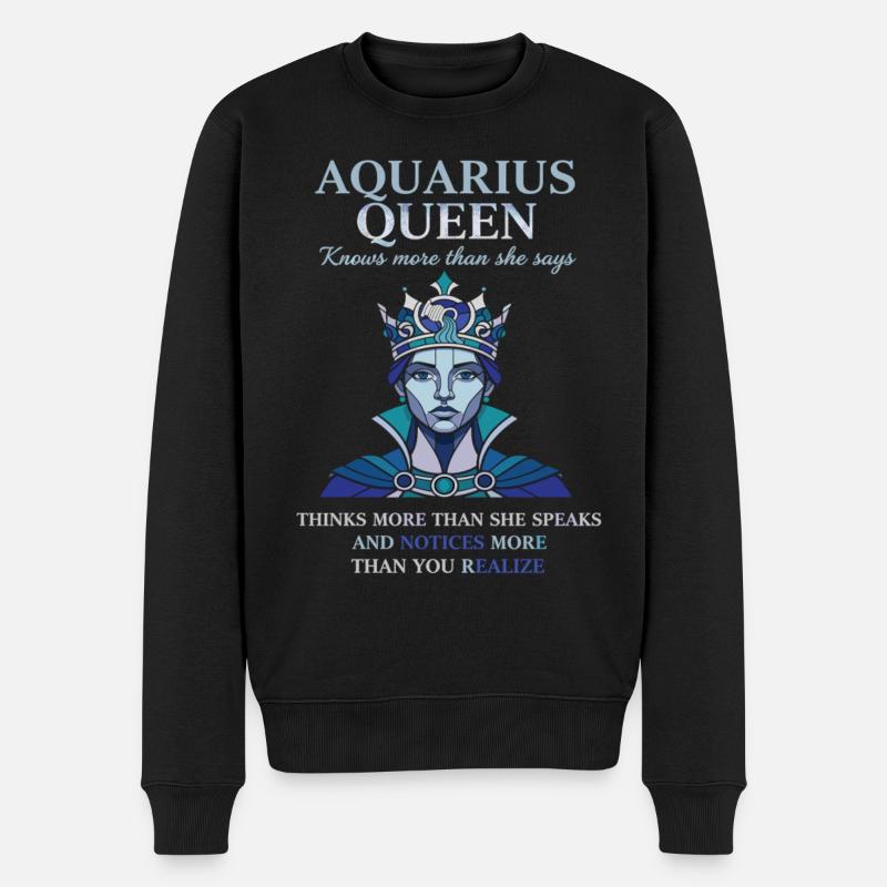 Aquarius Queen Sternzeichen Wassermann - Männer Premium Bio Pullover - Schwarz