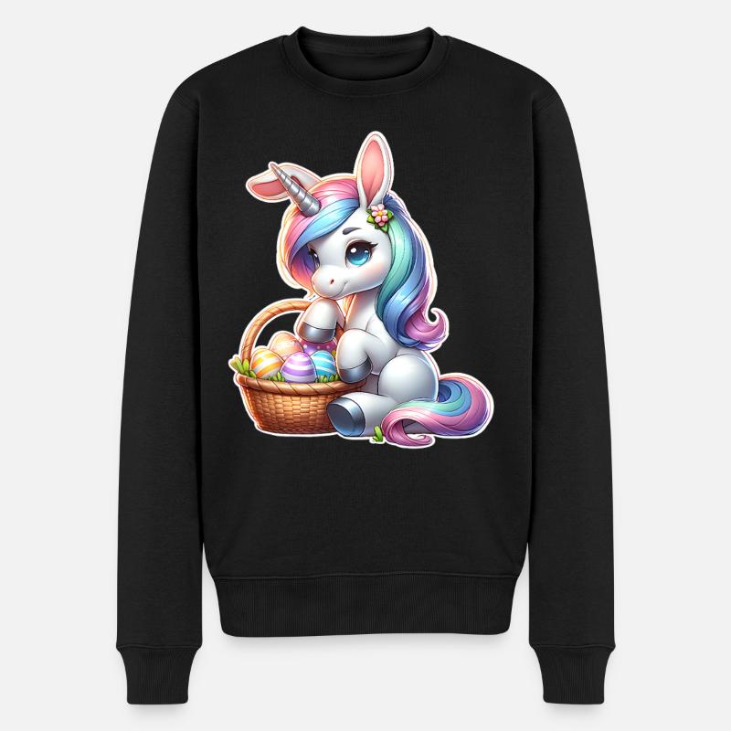Einhorn Ostern - Männer Premium Bio Pullover - Schwarz