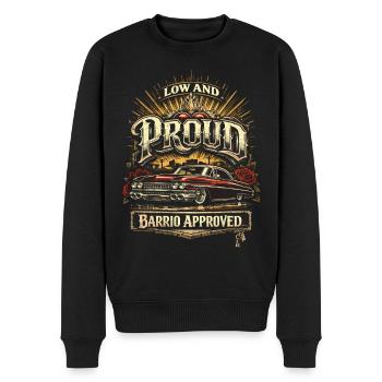 Lowrider Auto Low And Proud Barrio Approved - Männer Premium Bio Pullover - Schwarz - Vorne - Nico (187cm)