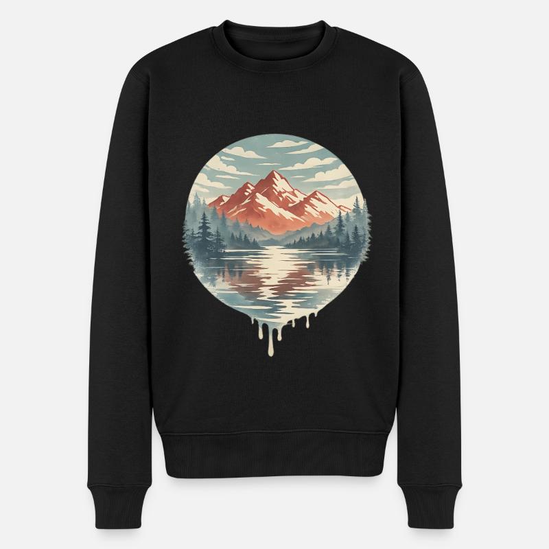 Kreisförmige Seeberge - Männer Premium Bio Pullover - Schwarz