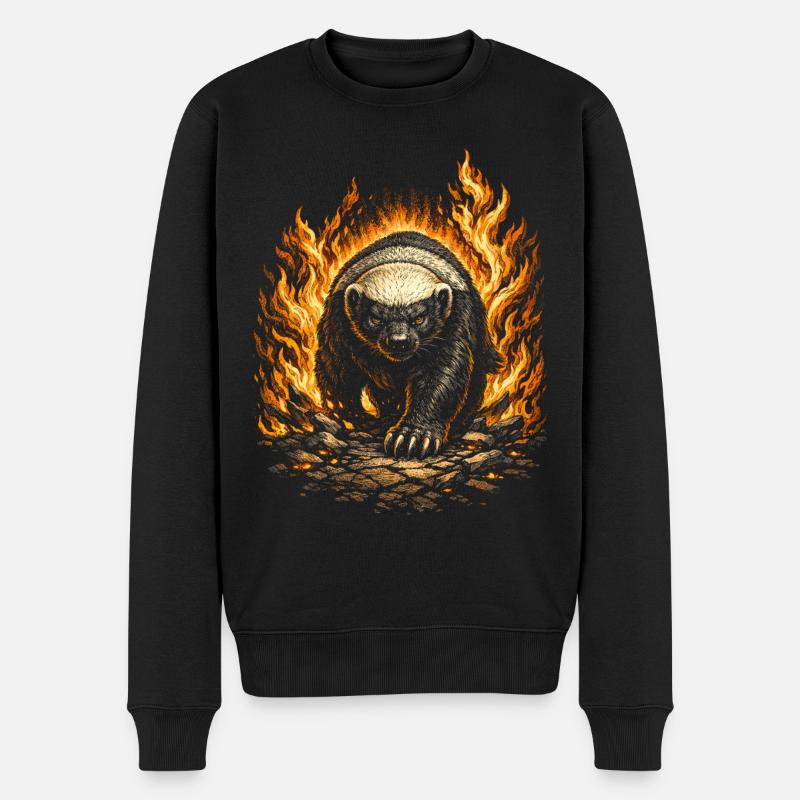 Honigdachs Honey Badger Tier - Männer Premium Bio Pullover - Schwarz
