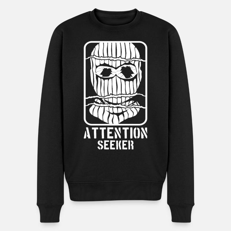 Attention Seeker Maske Rebel Style - Männer Premium Bio Pullover - Schwarz