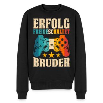Familie Set ERFOLG FREIGESCHALTET BRUDER LUSTIG - Männer Premium Bio Pullover - Schwarz - Vorne - Nico (187cm)