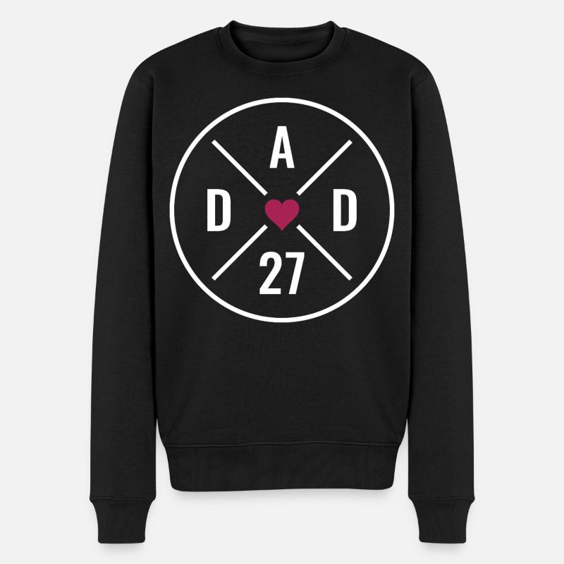 Dad 27 Herz - Männer Premium Bio Pullover - Schwarz