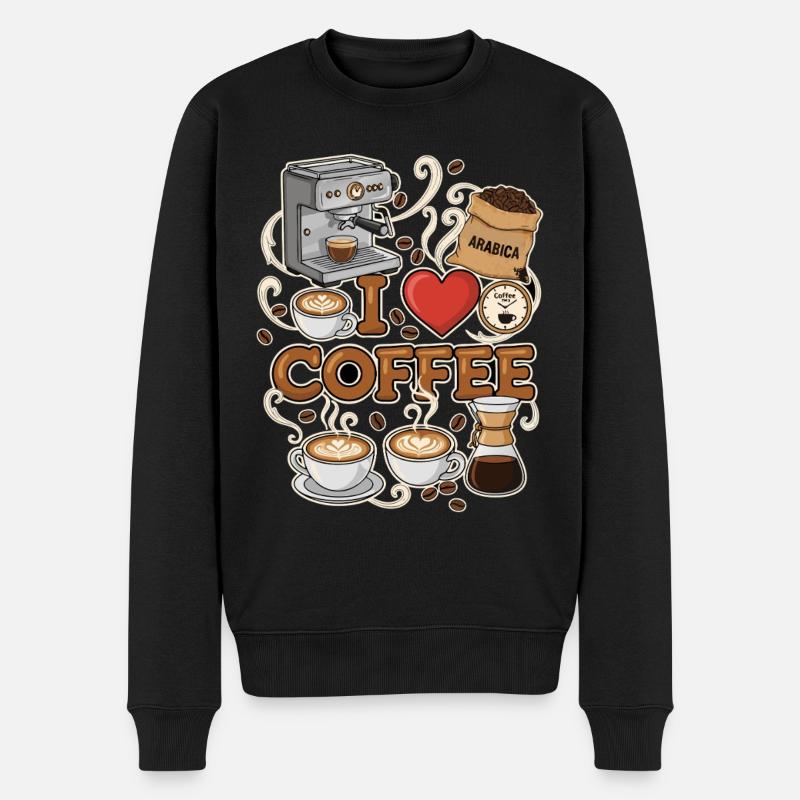 J’adore le barista du café - Pull Premium bio Homme - noir