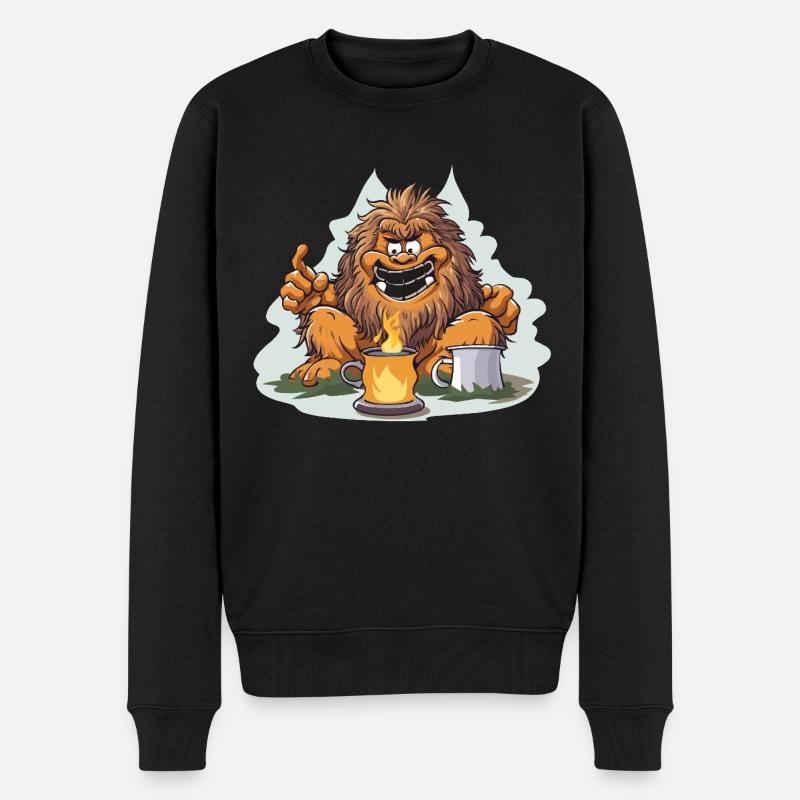 Kaffee Yeti mit Feuerlust - Männer Premium Bio Pullover - Schwarz