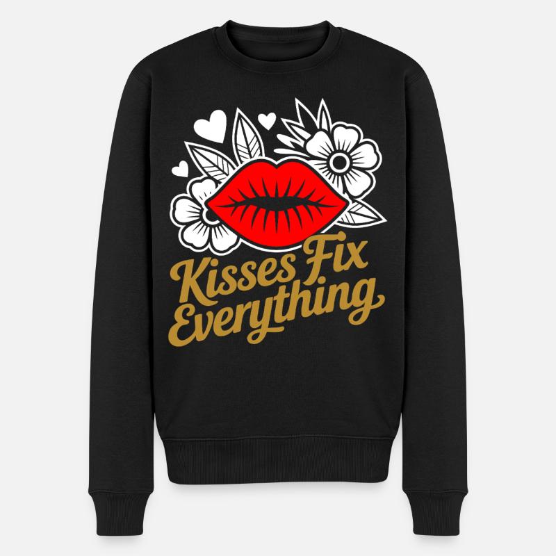 Les baisers guérissent tout - Pull Premium bio Homme - noir