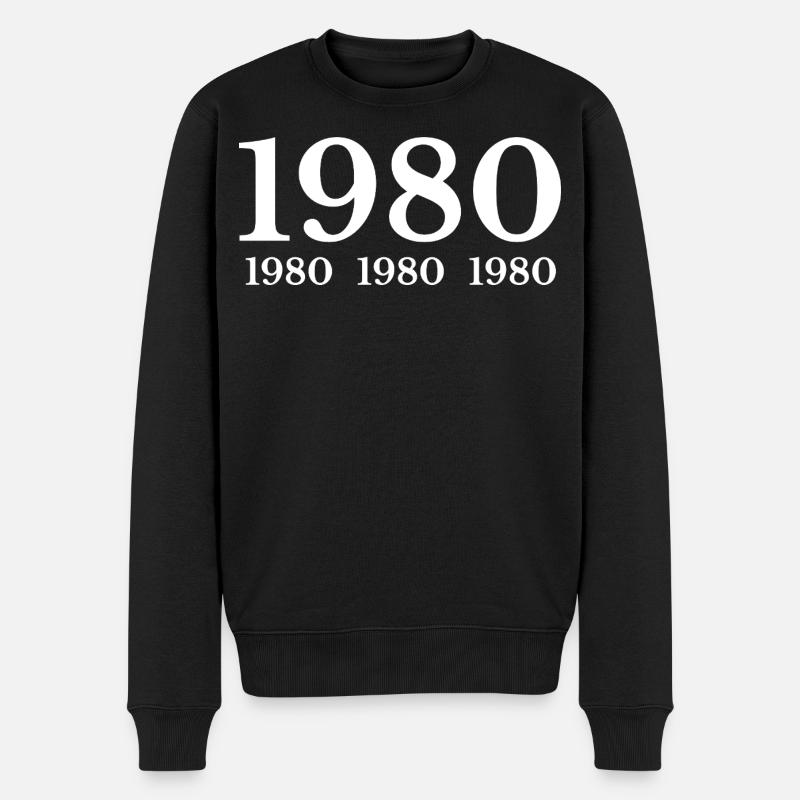 1980 - Männer Premium Bio Pullover - Schwarz