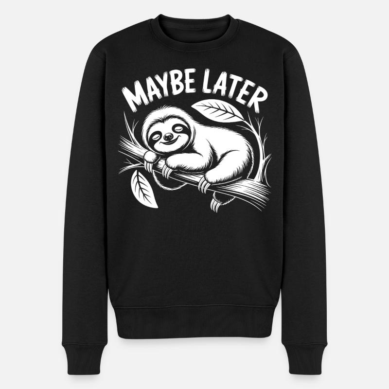 Lazy Mood Faultier - Männer Premium Bio Pullover - Schwarz
