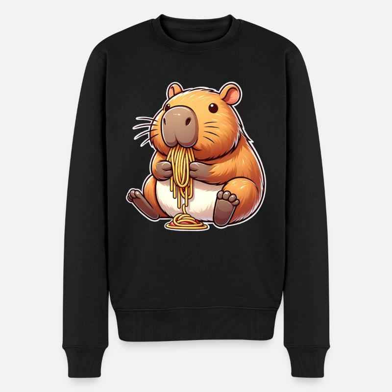 Capybara Pasta - Männer Premium Bio Pullover - Schwarz